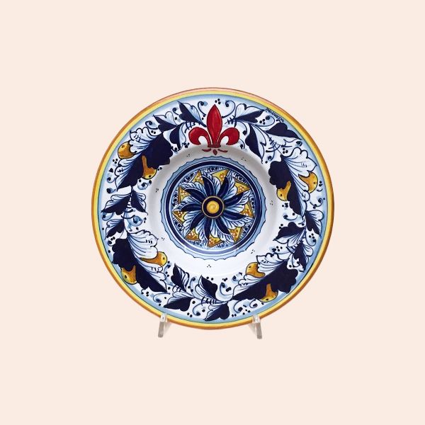 SET OF FRUIT OR DESSERT PLATES OF CM. 23 DIAMETER, CAFAGGIOLO - BLUE; GEOMETRIC
